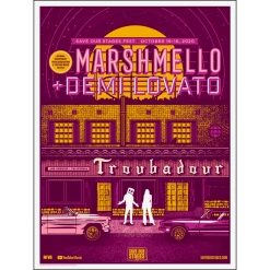 NIVA Marshmello + Demi Levato Live At Troubadour - Hand Screen-Printed Poster New Merch