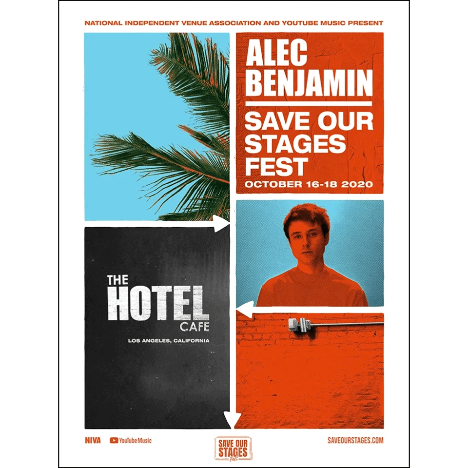 NIVA Alec Benjamin Live At Hotel Cafe - Hand Screen-Printed Poster 1 NIVA Alec Benjamin Live At Hotel Cafe - Hand Screen-Printed Poster