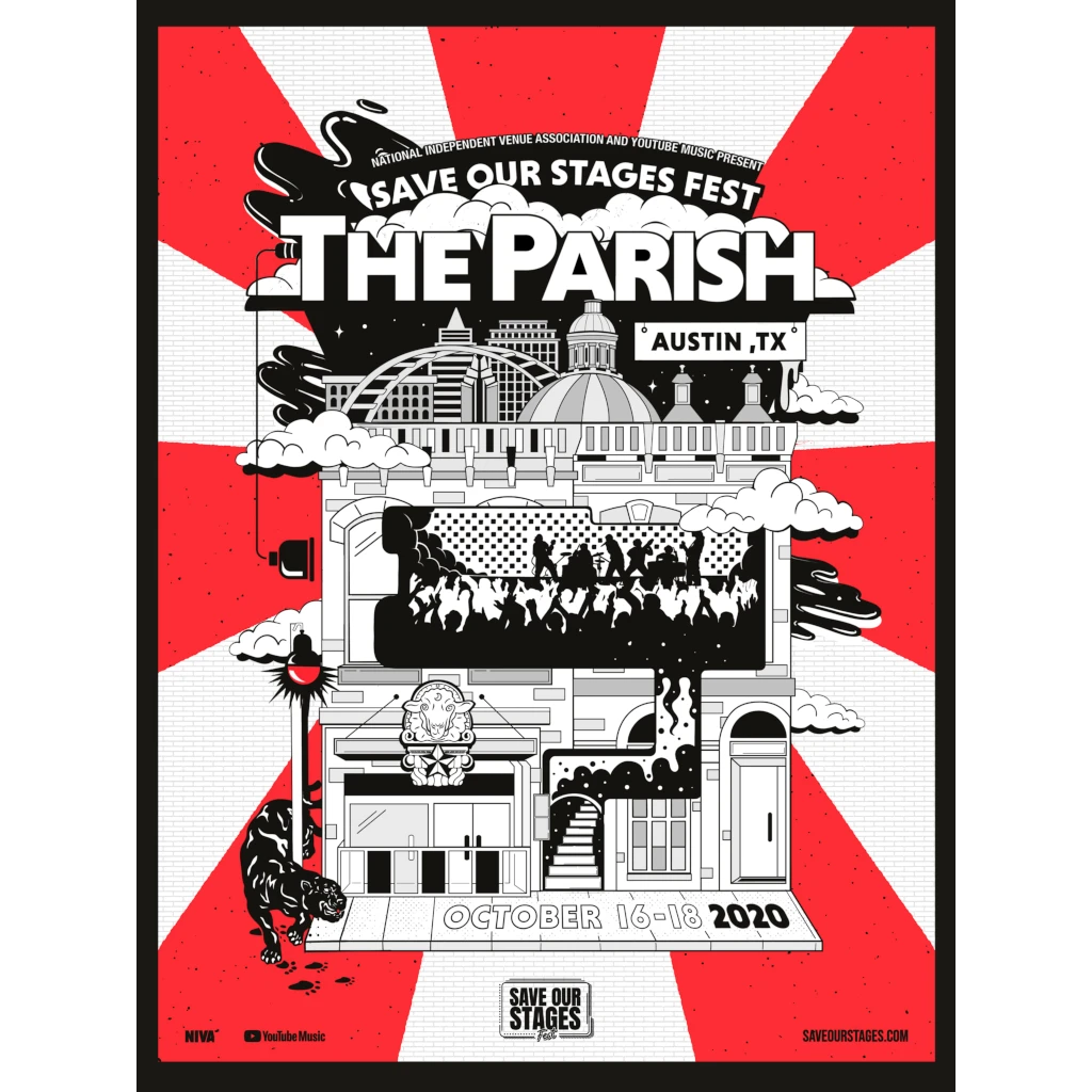NIVA Save Our Stages Fest Live At The Parish - Hand Screen-Printed Poster New Merch 1 NIVA Save Our Stages Fest Live At The Parish - Hand Screen-Printed Poster New Merch