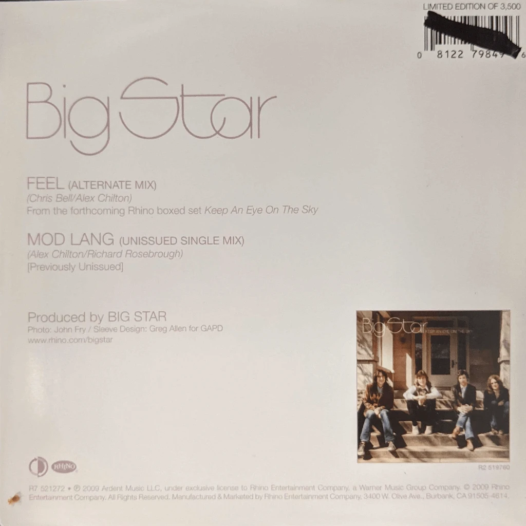 Ardent Music Big Star – Feel (Alternate Mix) / Mod Lang (Unissued Single Mix) 2 Ardent Music Big Star – Feel (Alternate Mix) / Mod Lang (Unissued Single Mix)