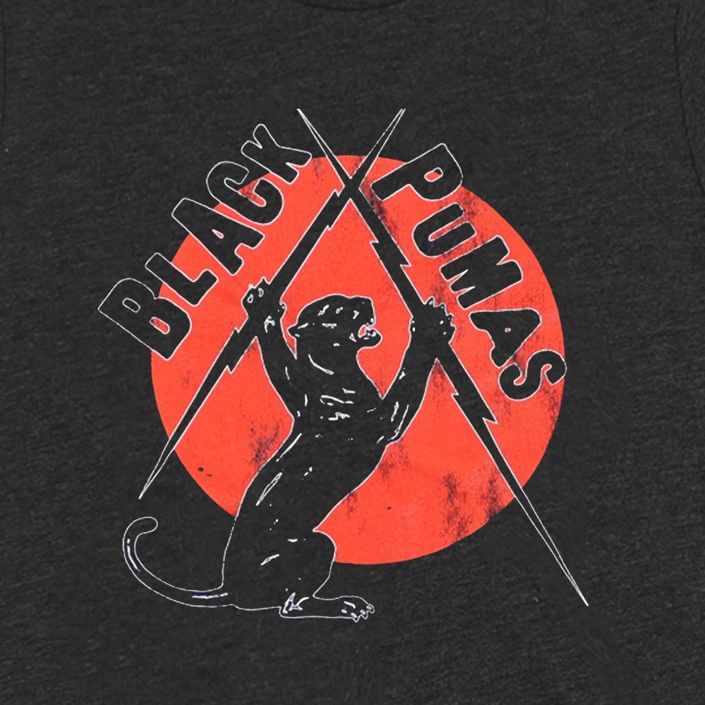 Black Pumas Lightning Charcoal Black Triblend T-Shirt New Merch 2 Black Pumas Lightning Charcoal Black Triblend T-Shirt New Merch