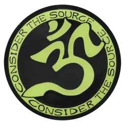 Consider The Source New Merch Om Black And Green Circle Glow Pin