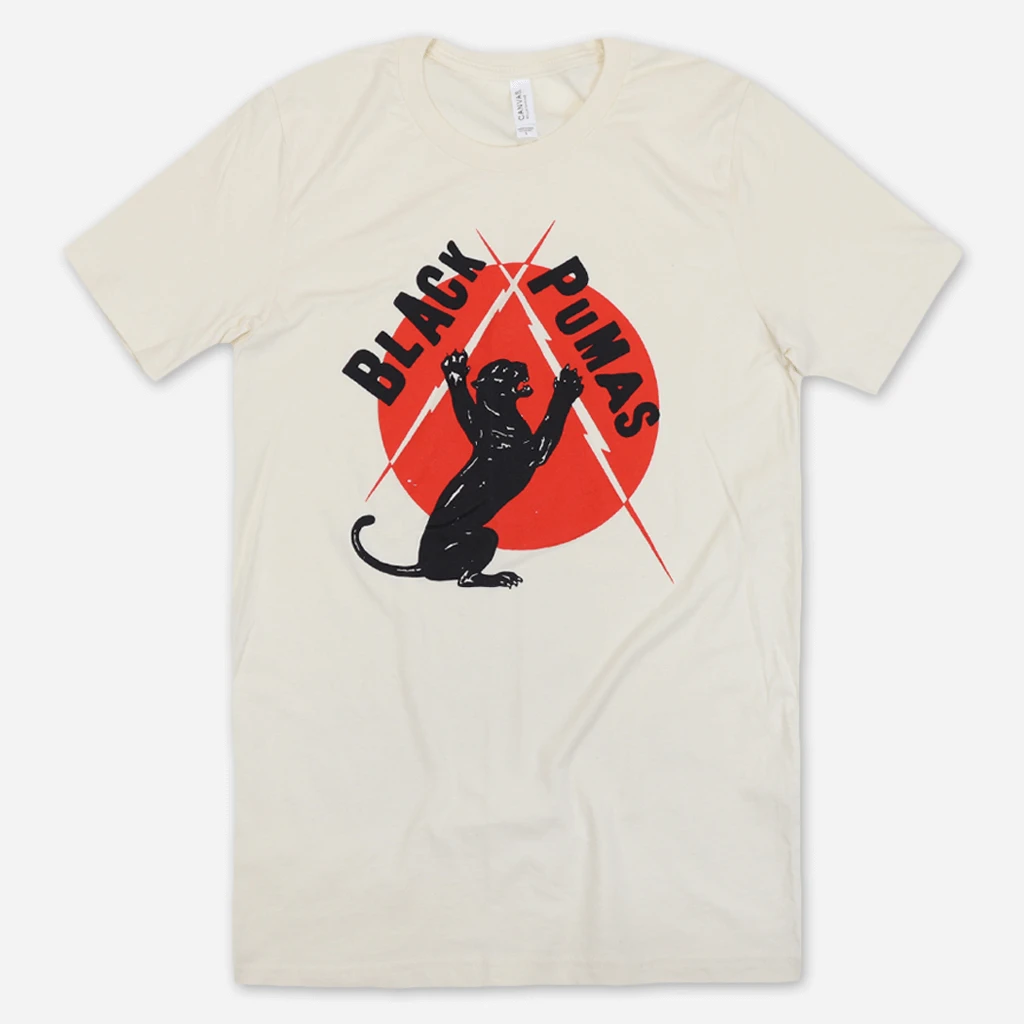 Black Pumas Lightning Cream T-Shirt New Merch 1 Black Pumas Lightning Cream T-Shirt New Merch