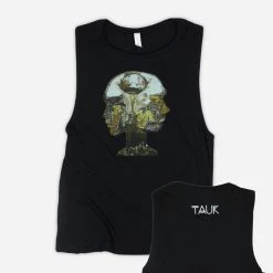 TAUK Heads Womens Black Flowy Scoop Muscle Tee