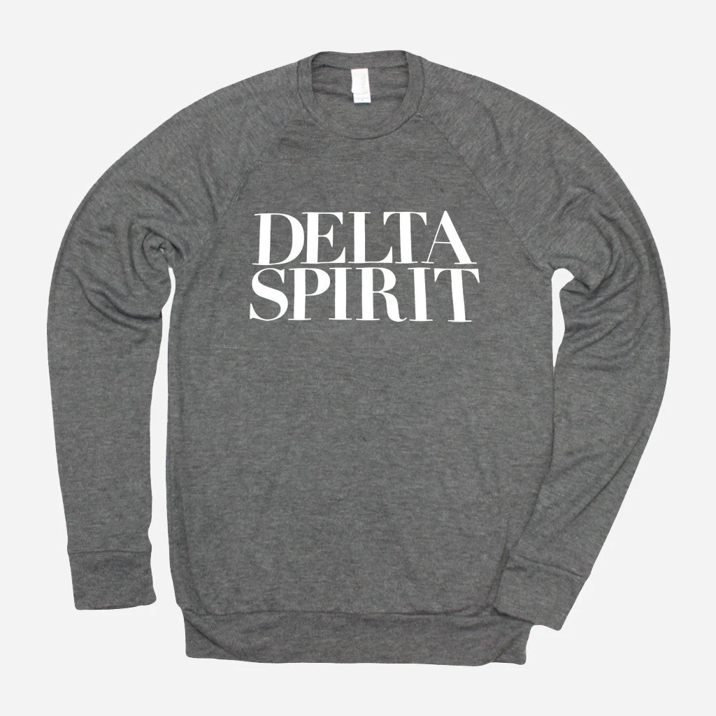 Delta Spirit Logo Heather Grey Poly-Cotton Long Sleeve 1 Delta Spirit Logo Heather Grey Poly-Cotton Long Sleeve