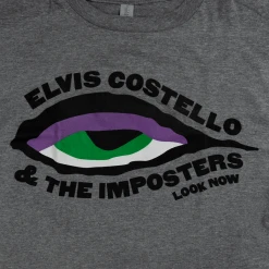 Elvis Costello New Merch Look Now Gray T-Shirt