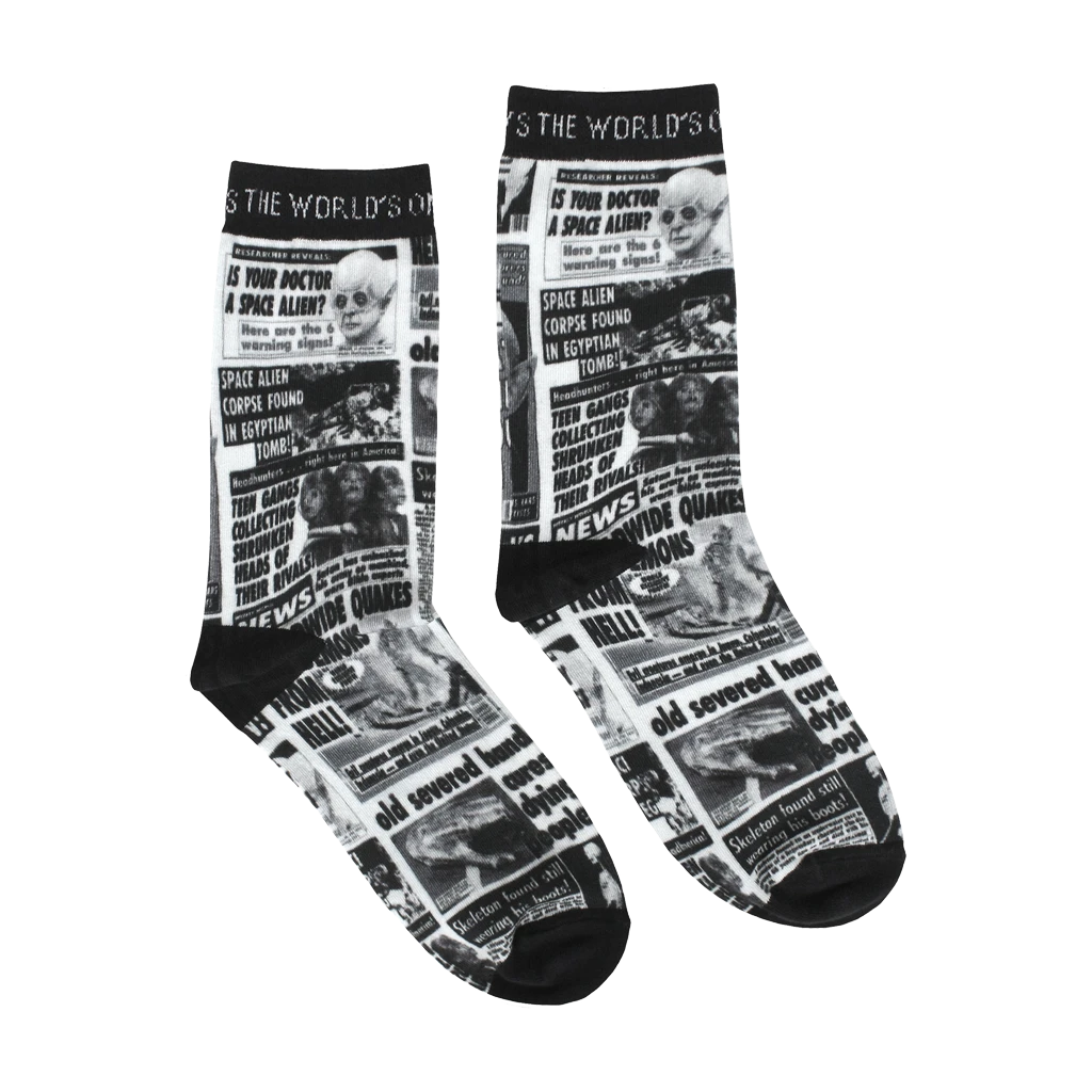 Weekly World News Newsprint Socks New Merch 2 Weekly World News Newsprint Socks New Merch
