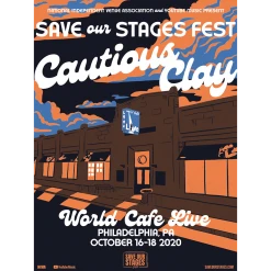 NIVA New Merch Cautious Clay Live At World Cafe Live - Hand Screen-Printed Poster