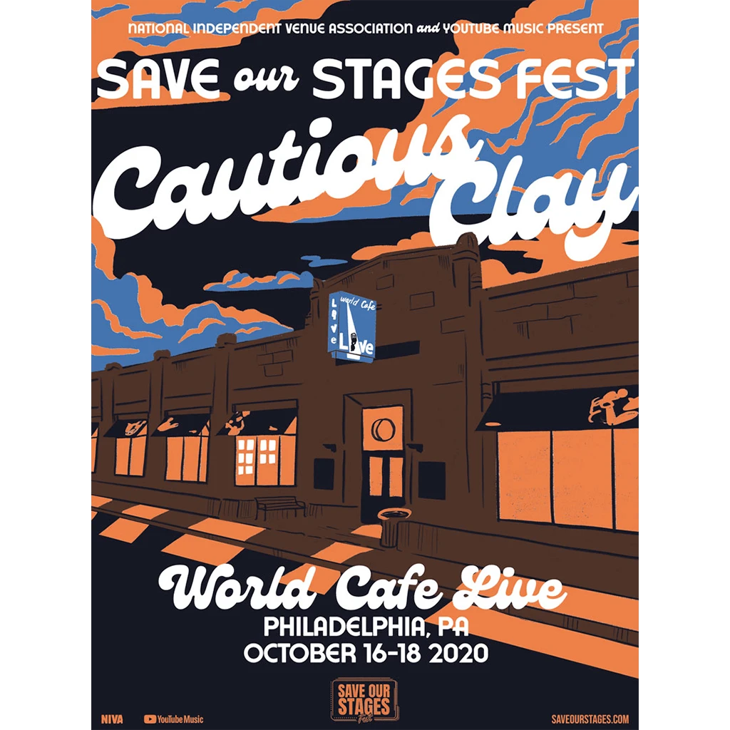 NIVA New Merch Cautious Clay Live At World Cafe Live - Hand Screen-Printed Poster 1 NIVA New Merch Cautious Clay Live At World Cafe Live - Hand Screen-Printed Poster