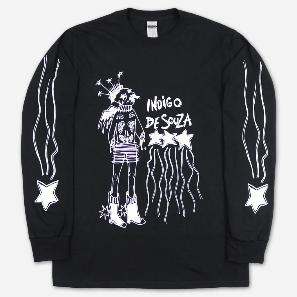 Indigo De Souza No Hands Black Long Sleeve T-Shirt 1 Indigo De Souza No Hands Black Long Sleeve T-Shirt