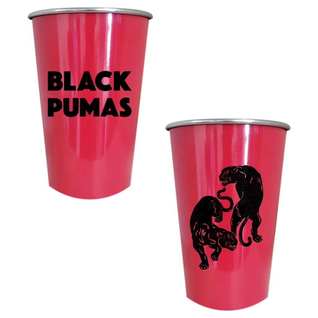 Black Pumas Double Puma Stainless Steel Pint Cups 2 Black Pumas Double Puma Stainless Steel Pint Cups
