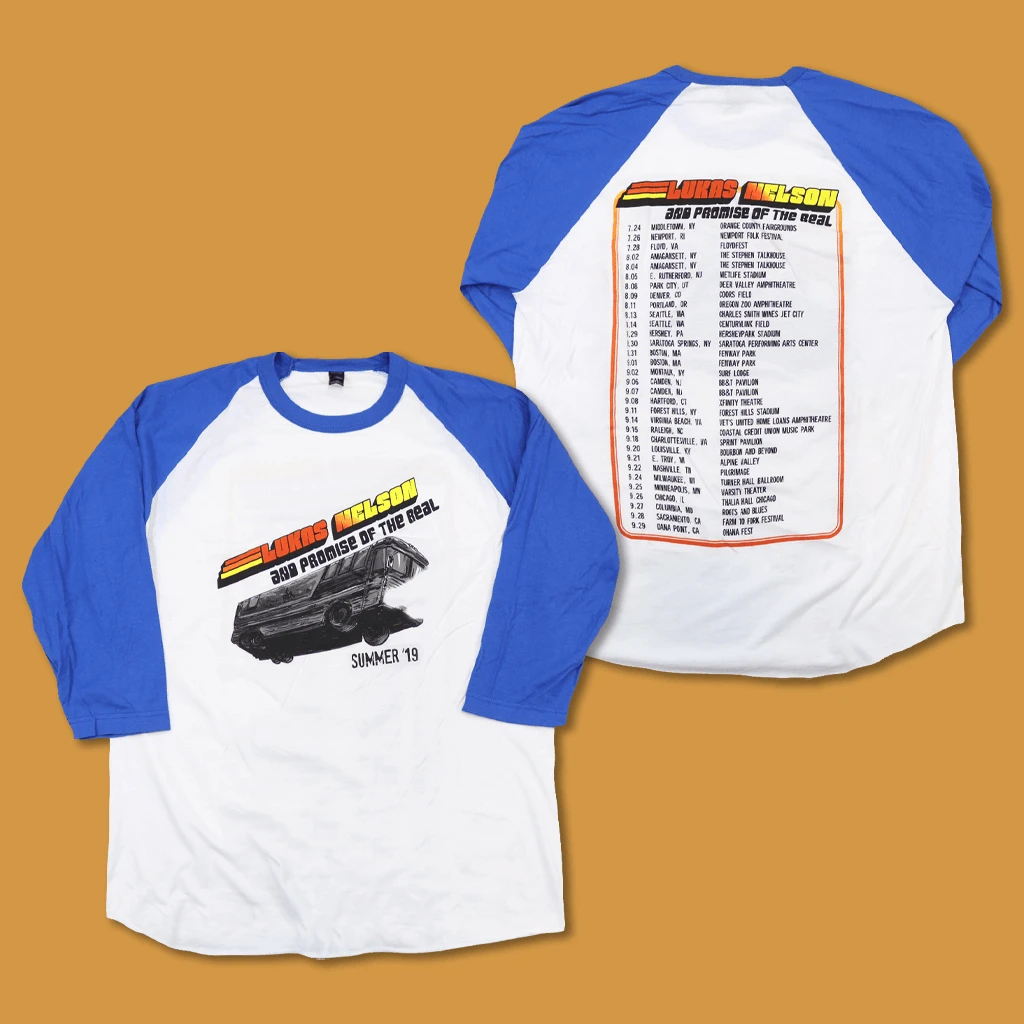 Lukas Nelson & Promise Of The Real 2019 Tour Bus Ship Blue Raglan T-Shirt New Merch 7 Lukas Nelson & Promise Of The Real 2019 Tour Bus Ship Blue Raglan T-Shirt New Merch