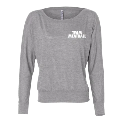 Meatball Merch New Merch Team Meatball Flowy Off Shoulder Long Sleeve