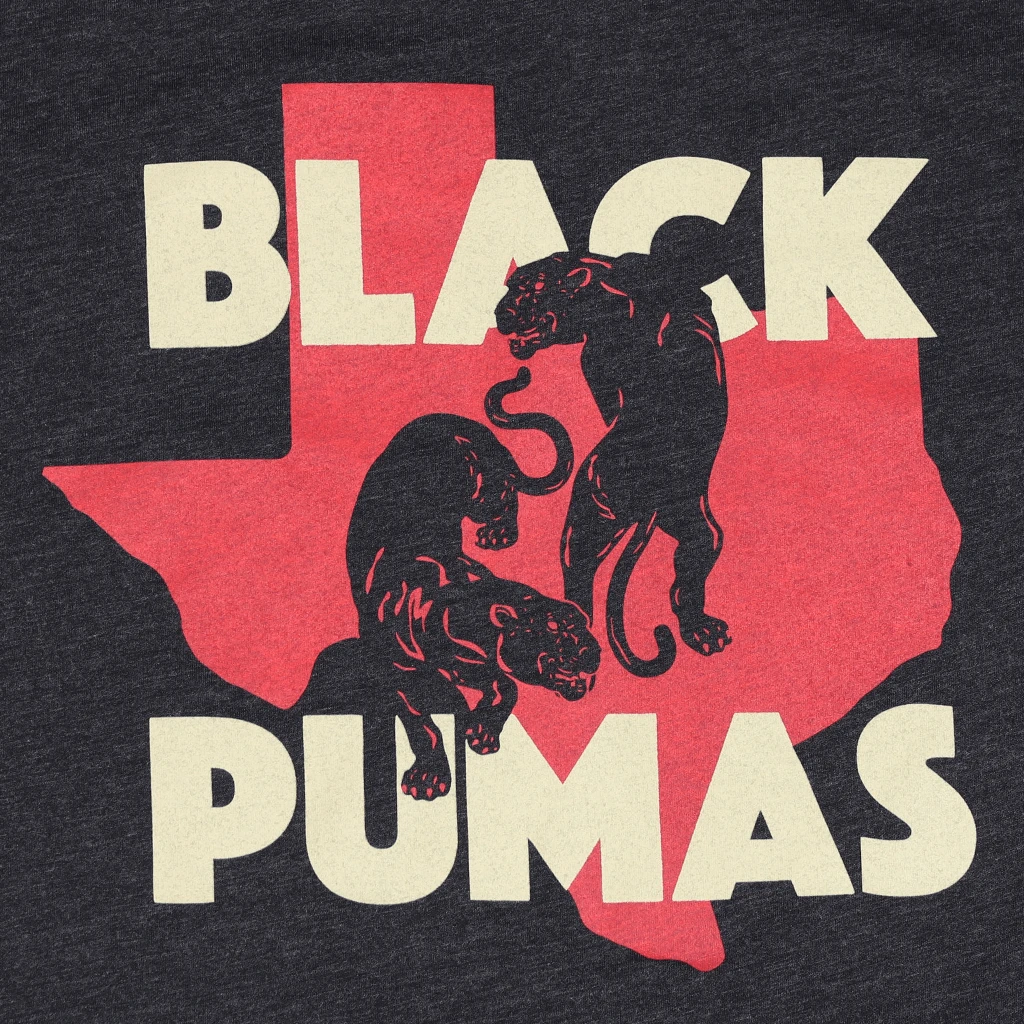 Black Pumas New Merch Double Puma Texas Charcoal Black Triblend T-Shirt 2 Black Pumas New Merch Double Puma Texas Charcoal Black Triblend T-Shirt