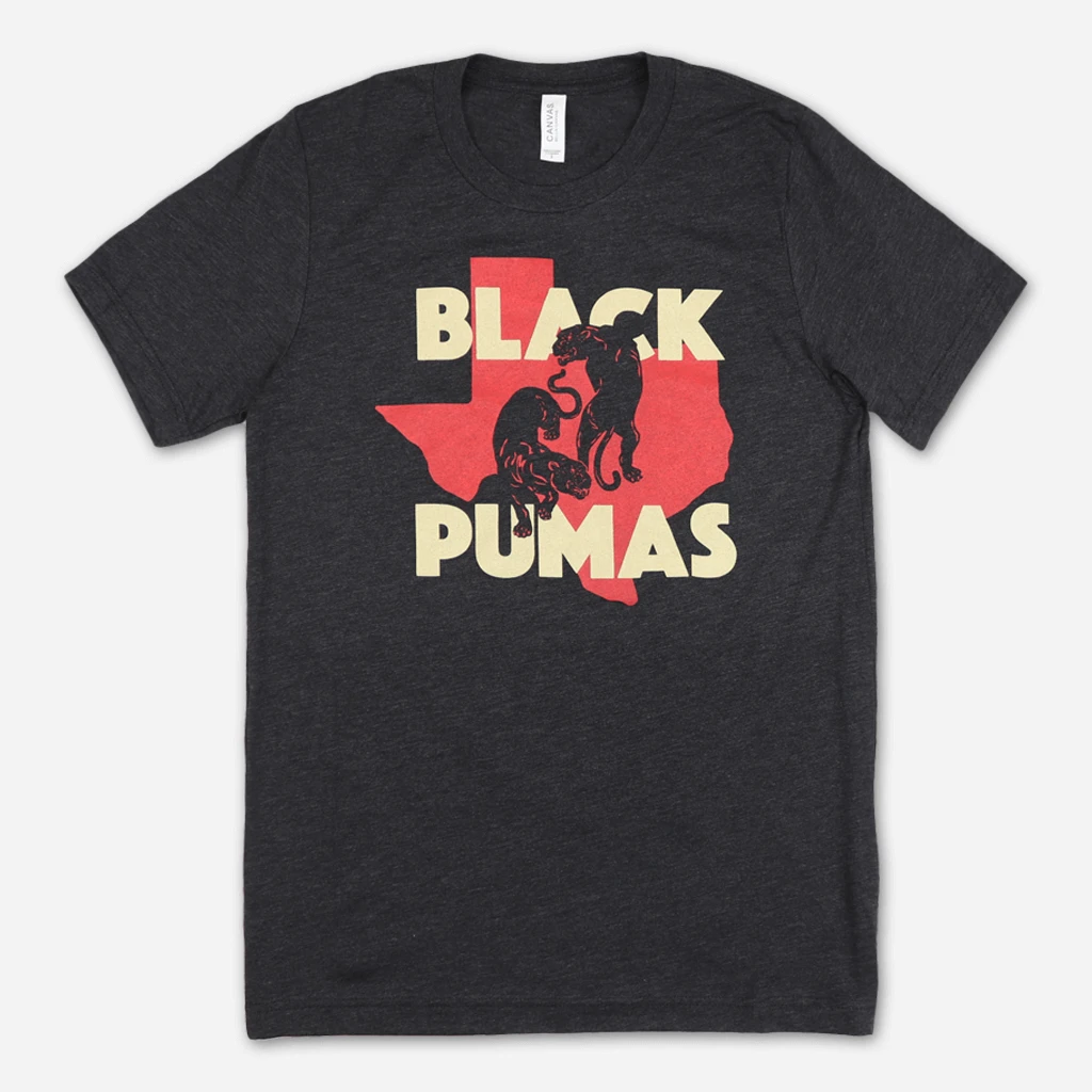 Black Pumas New Merch Double Puma Texas Charcoal Black Triblend T-Shirt 1 Black Pumas New Merch Double Puma Texas Charcoal Black Triblend T-Shirt