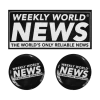 Weekly World News WWN Logo Sticker & Button Bundle
