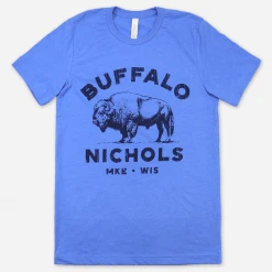 Buffalo Nichols Made In Wisconsin Heather Columbia T-Shirt New Merch