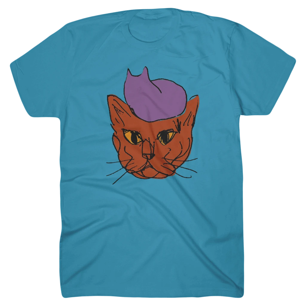 Rodrigo Amarante New Merch Cat On Cat Aqua T-Shirt 2 Rodrigo Amarante New Merch Cat On Cat Aqua T-Shirt