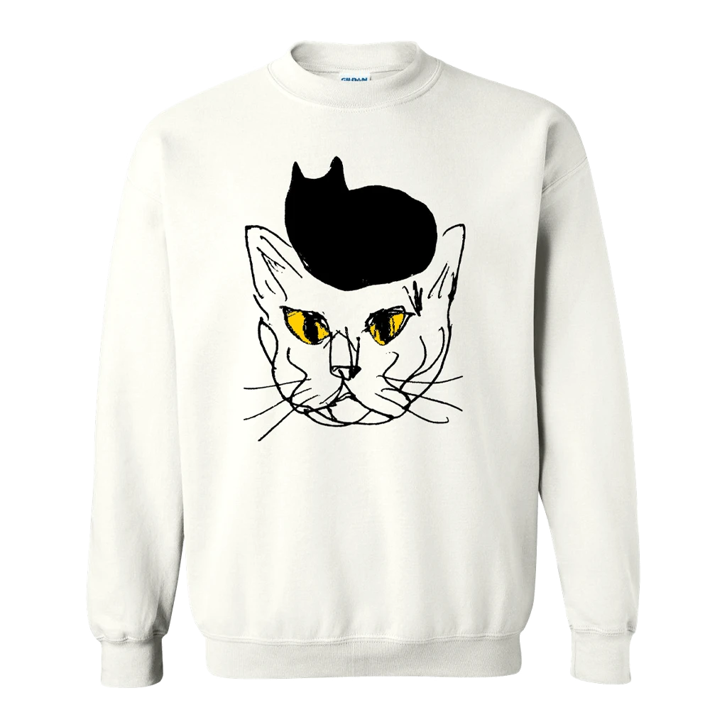 Rodrigo Amarante Cat On Cat Eyes White Sweatshirt New Merch 2 Rodrigo Amarante Cat On Cat Eyes White Sweatshirt New Merch