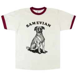 Sam Evian New Merch Dog Vintage White & Rio Red Ringer T-Shirt