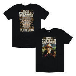 Elvis Costello Hands Europe 2016 Black T-Shirt