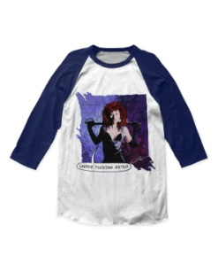 Tori Amos New Merch Y Kant Tori Read White & Blue 3/4 Raglan T-Shirt