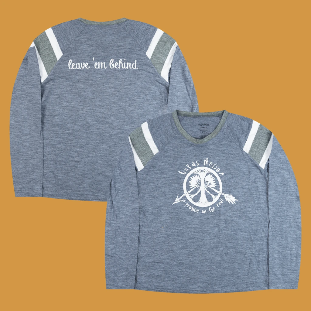 Lukas Nelson & Promise Of The Real Leave Em Behind Women's Heather Grey Long Sleeve T-Shirt New Merch 1 Lukas Nelson & Promise Of The Real Leave Em Behind Women's Heather Grey Long Sleeve T-Shirt New Merch