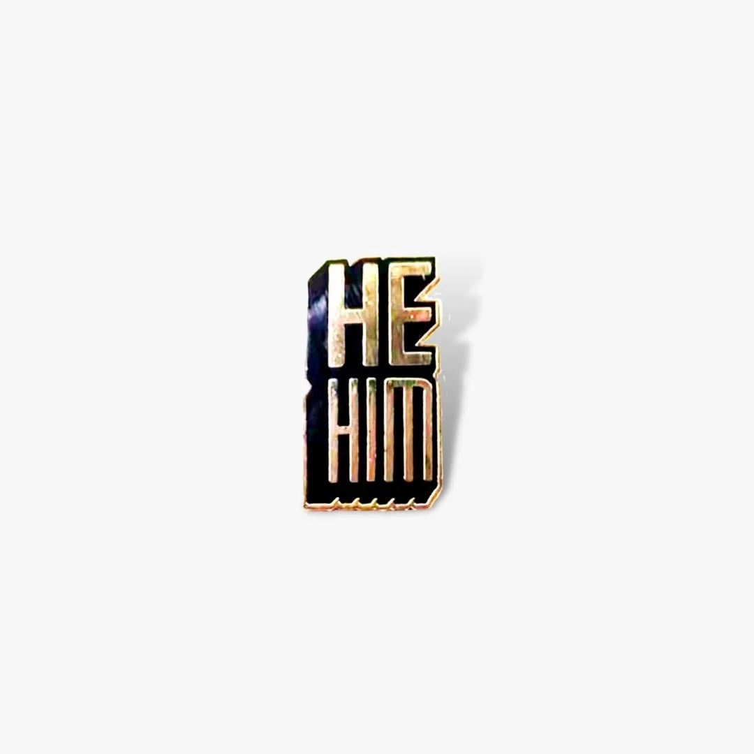 Autostraddle He/Him Pronoun Pin New Merch 1 Autostraddle He/Him Pronoun Pin New Merch